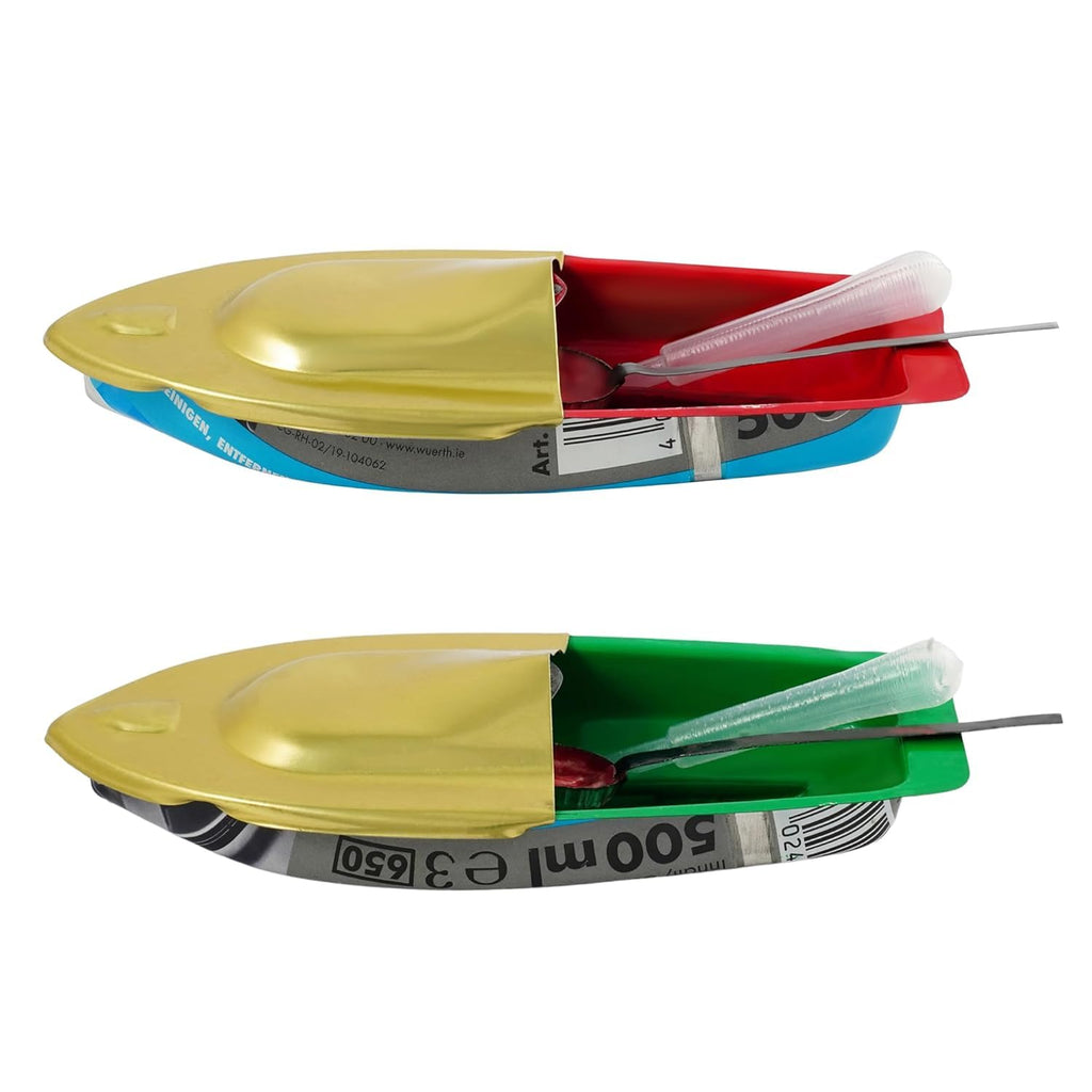 Pop Pop Steam Boat (PACK OF 2) Classic Indian Nostalgic Tin Water Toy Free Candle & Dropper Powered by Flame